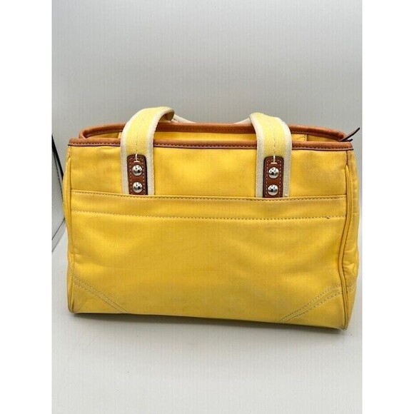COACH Hampton Yellow & White Double Handles Satin Satchel #F11992 - Picture 4 of 7